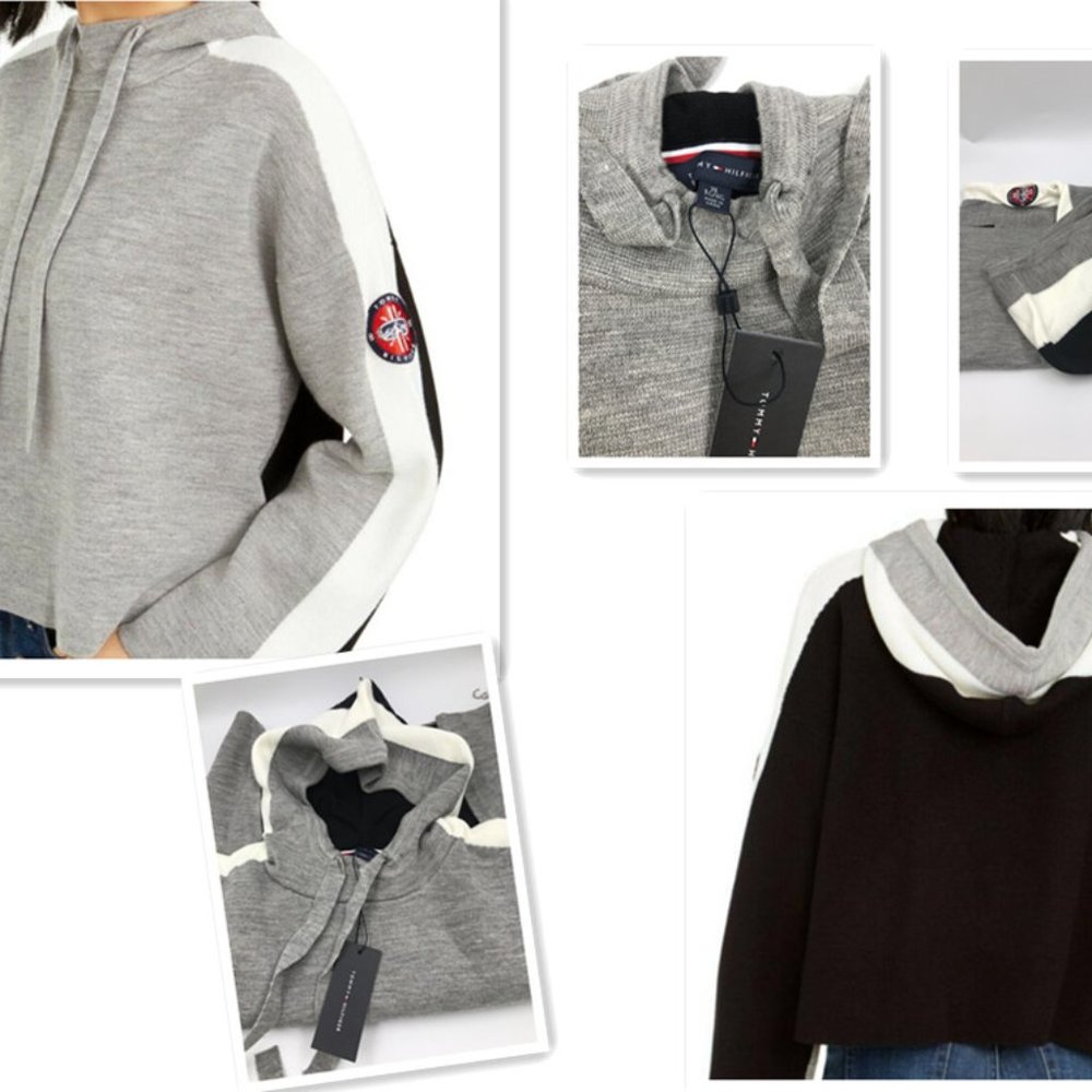 Tommy Hilfiger Wide-Sleeve Cropped Hoodie Size XL